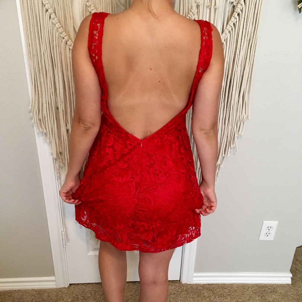 Red Lace Dress With SexyLow Back